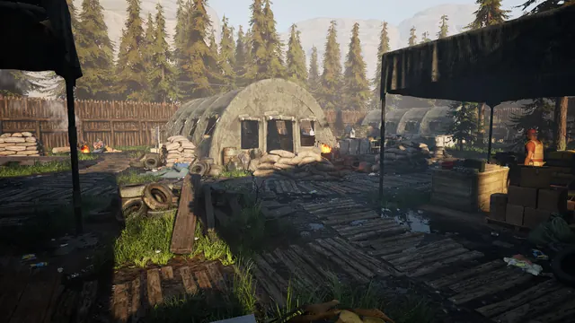 Le camp du refuge au soleil couchant